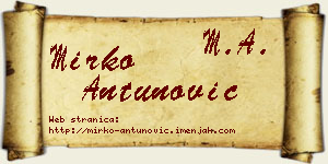Mirko Antunović vizit kartica